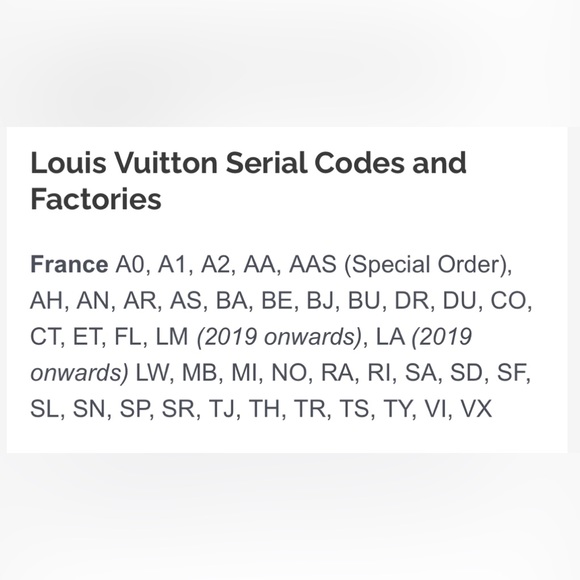 LV DATE CODE AND ORIGIN CHART - Picture 11 of 14